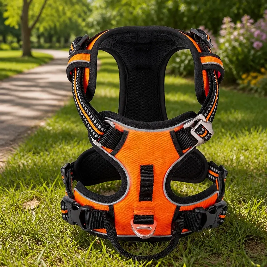 No Pull Dog Harness XS Orange Reflective Breathable Mesh Pet Safety Adventurer