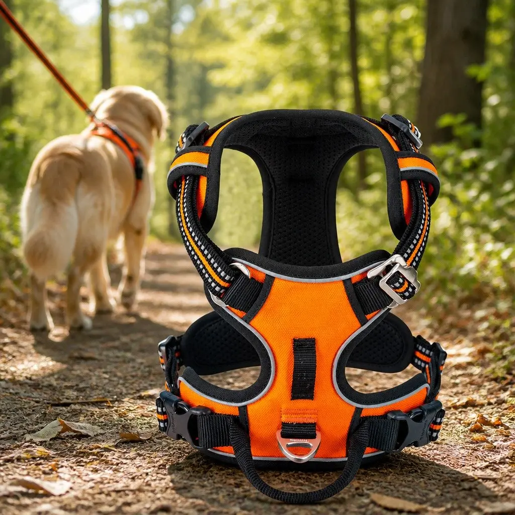 Orange Small No Pull Dog Harness for Comfort