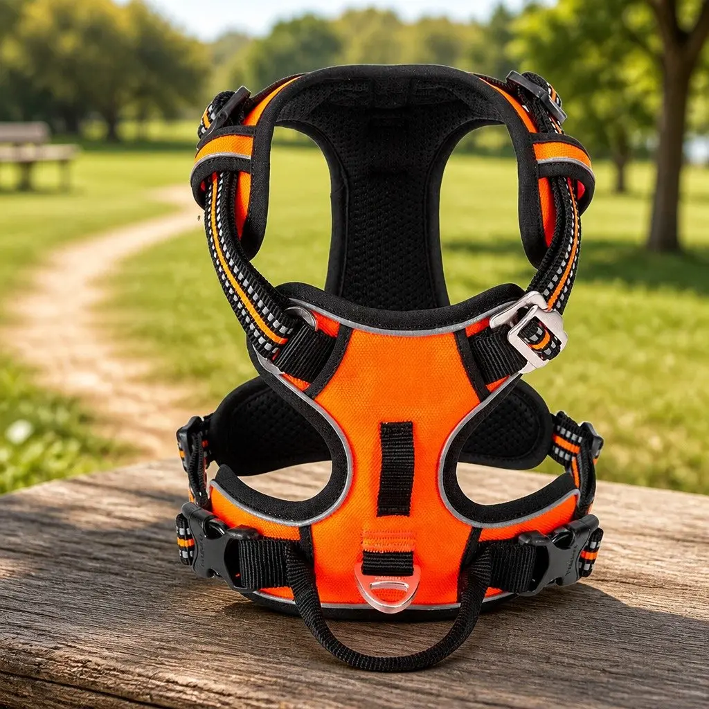 Orange Small No Pull Dog Harness for Comfort