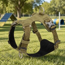 Dog Harness Lightweight Training Military Tactical Green M Pet Supplies