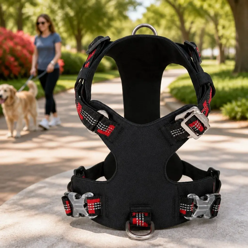 Lightweight Reflective No Pull Dog Harness Black 2XS Secure Breathable Pet