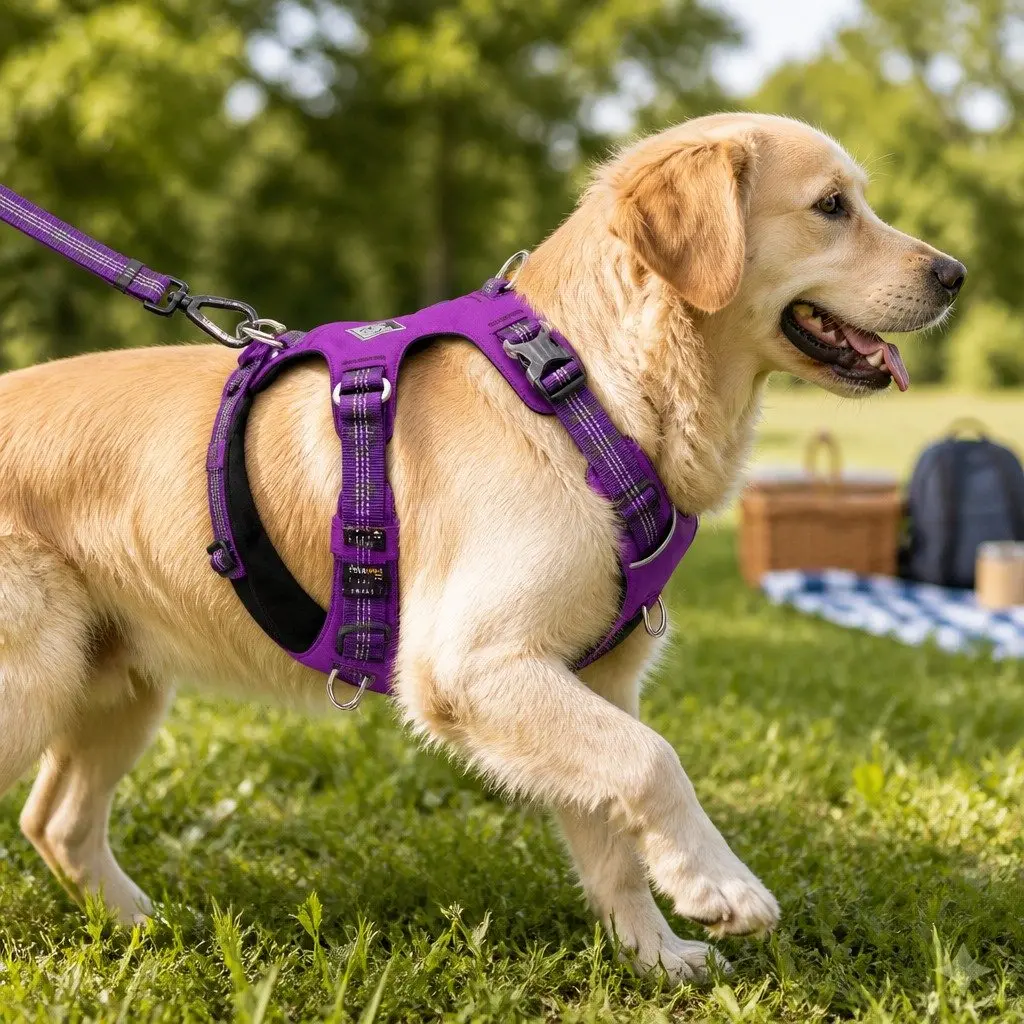Lightweight Reflective No Pull Dog Harness Purple Small Pet Walking Training