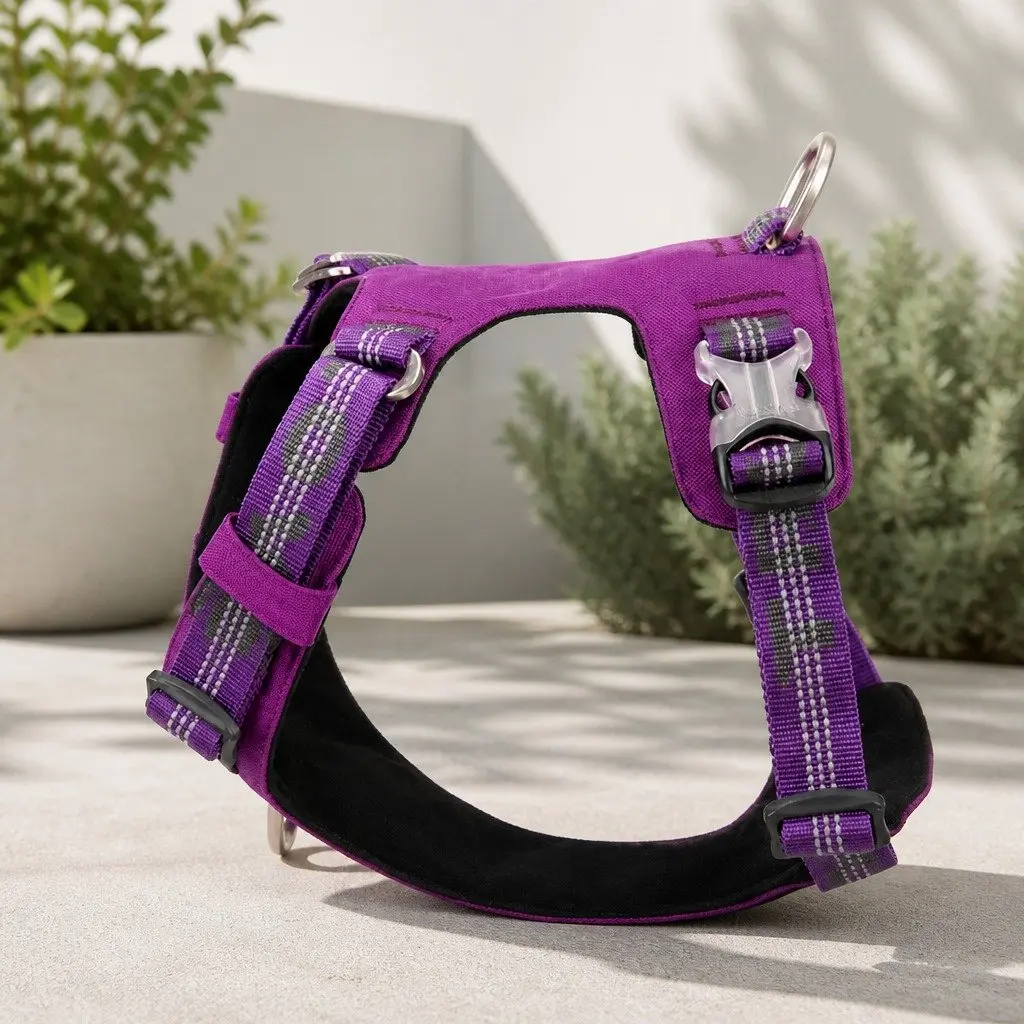 Lightweight Reflective No Pull Dog Harness Purple Small Pet Walking Training