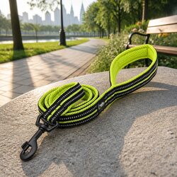 Reflective Nylon Dog Leash 2m Lead with Swivel Hook Soft Mesh Padding Yellow L