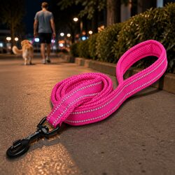 Reflective Dog Leash 2m Nylon Lead Pink Small Pet Walking Training