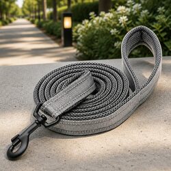 Reflective Nylon Dog Leash 2M Lead Pet Walking Training Grey Medium