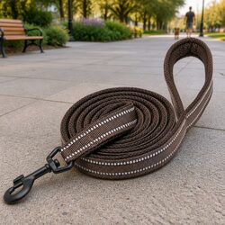 Brown Reflective Nylon Dog Lead 2m XS - Practical and Safe