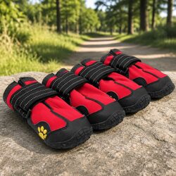 Dog Boots Weatherproof Booties Pet Paws Protection Velcro Straps Size 8 Pack of