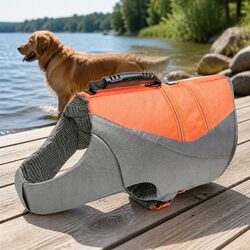 Dog Life Jacket Orange Small Pet Water Safety Vest Reflective Swimming Aid