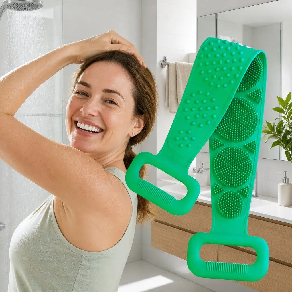 Exfoliating Bath Scrub Strap Body Cleaner Tool 60cm Green