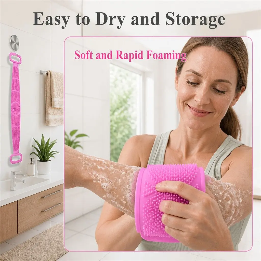 Exfoliating Bath Scrub Strap Body Cleaner Tool 60cm Green