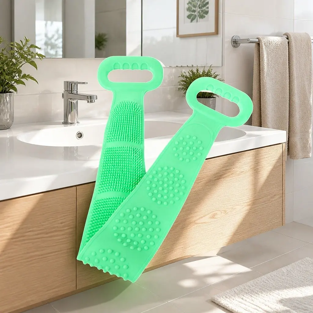 Exfoliating Bath Scrub Strap Body Cleaner Tool 60cm Green