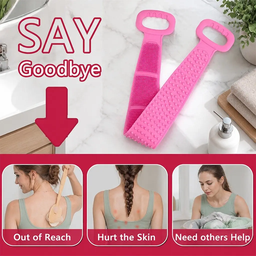 Exfoliating Bath Scrub Strap Body Cleaner Tool 60cm Green