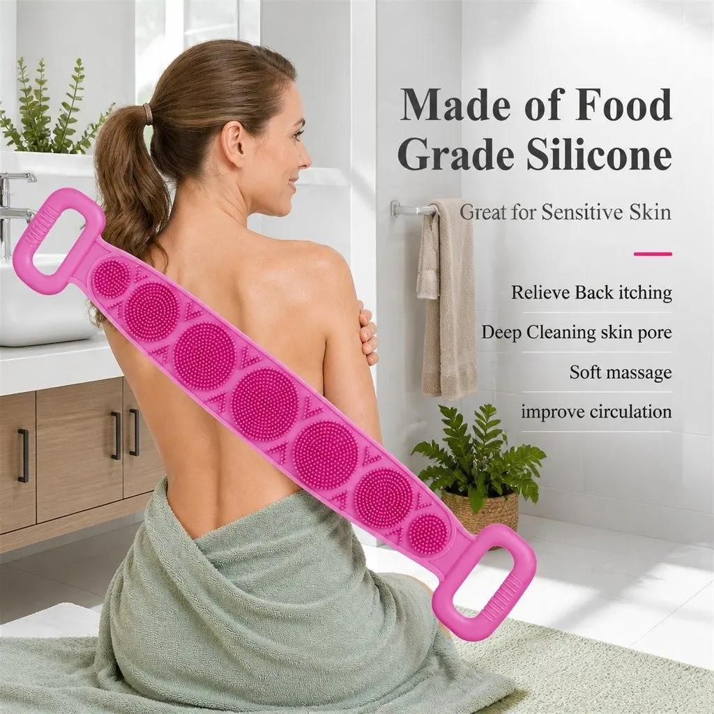 Exfoliating Bath Scrub Strap Body Cleaner Tool 60cm Green