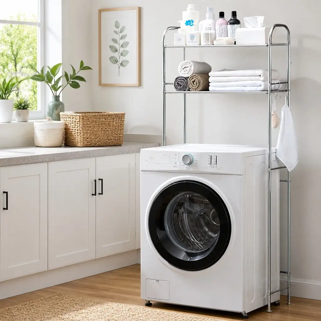 2-Tier Laundry Storage Rack Shelf Organizer for Washing Machine Space Saver