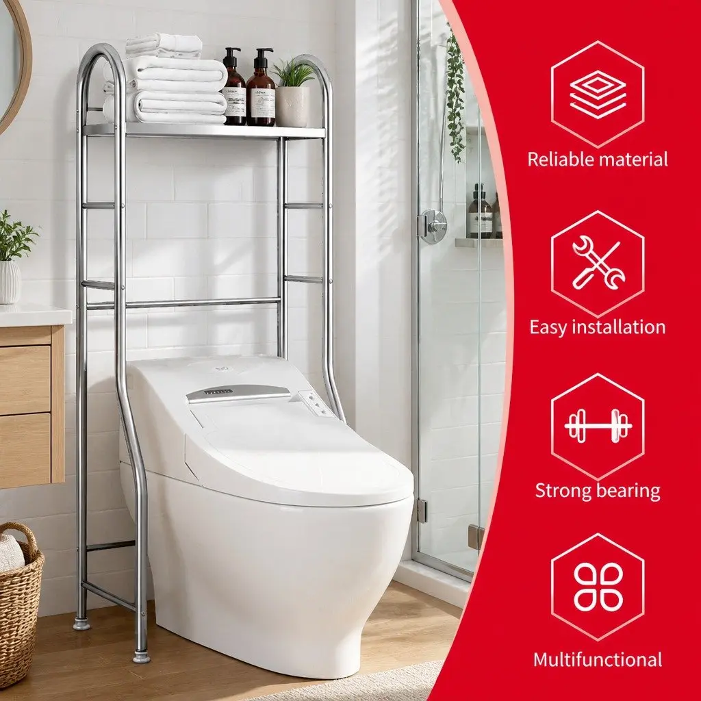 Bathroom Storage Rack Organiser 110x48x25cm Silver Stainless Steel