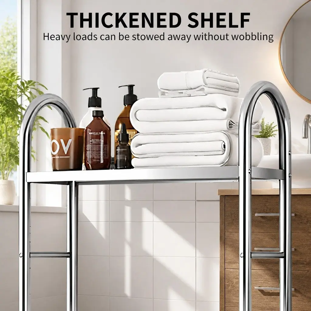 Bathroom Storage Rack Organiser 110x48x25cm Silver Stainless Steel