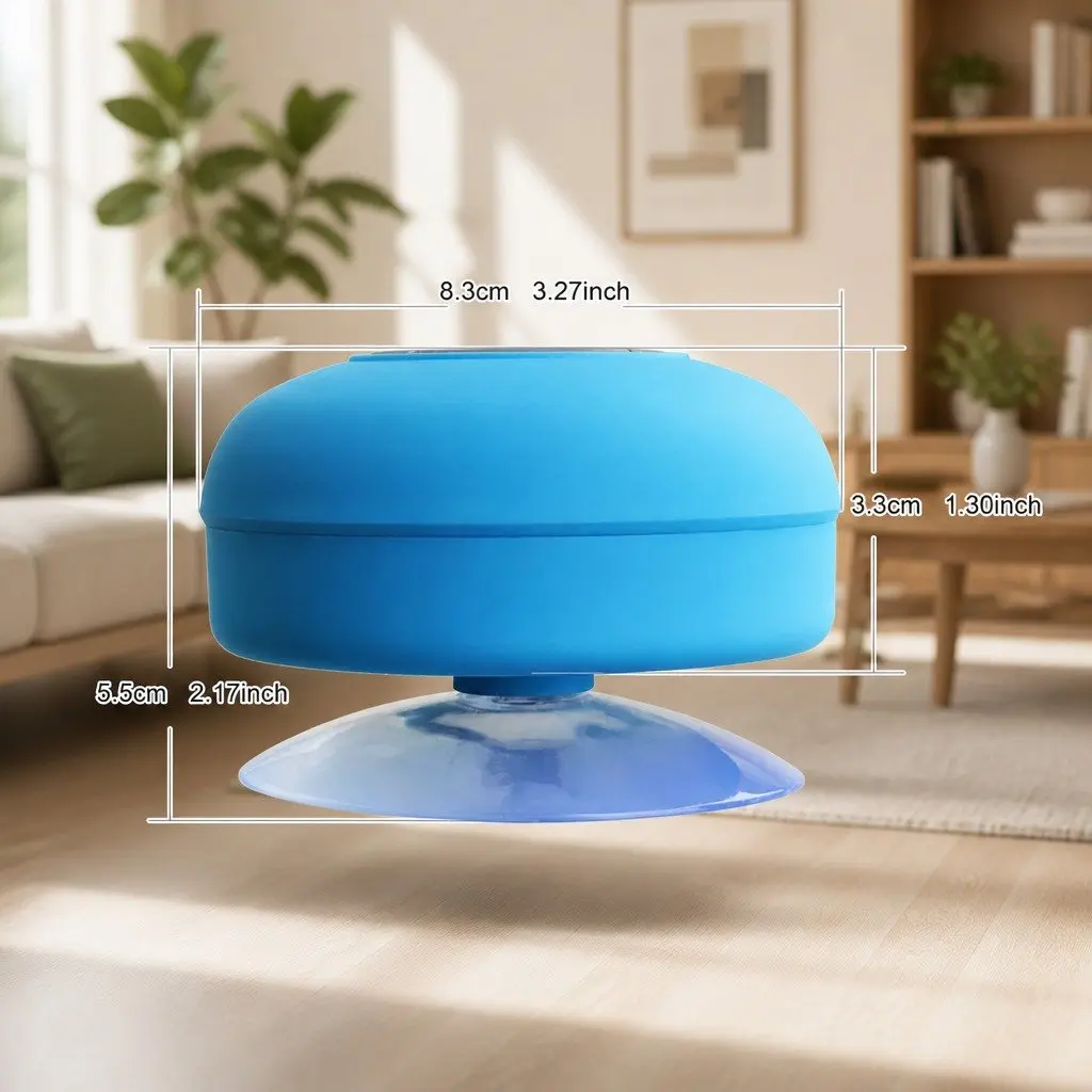 Portable Bluetooth Speaker with Suction Cup Stereo Music Outdoor Black