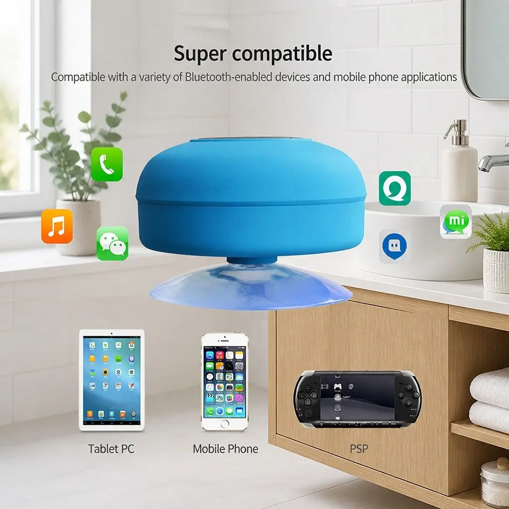 Green Bluetooth Speaker with Suction Cup
