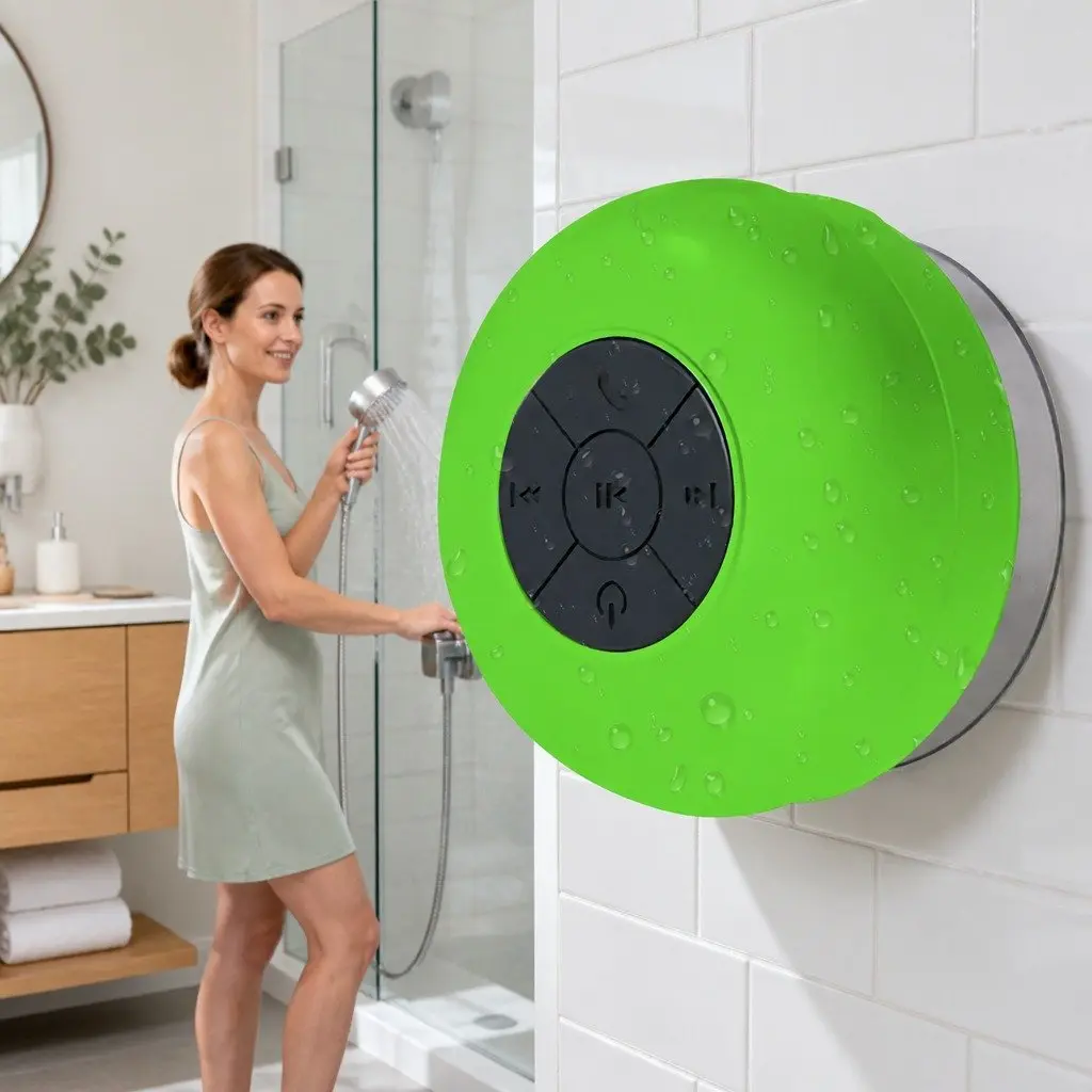 Green Bluetooth Speaker with Suction Cup
