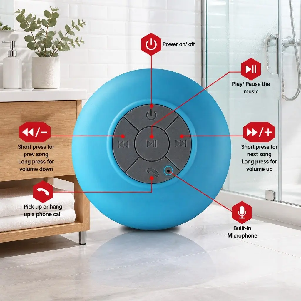 Green Bluetooth Speaker with Suction Cup
