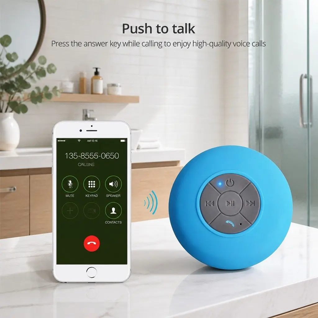 Green Bluetooth Speaker with Suction Cup