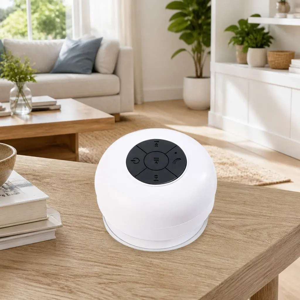 Portable Bluetooth Speaker with Suction Cup Stereo Music Player Outdoor White