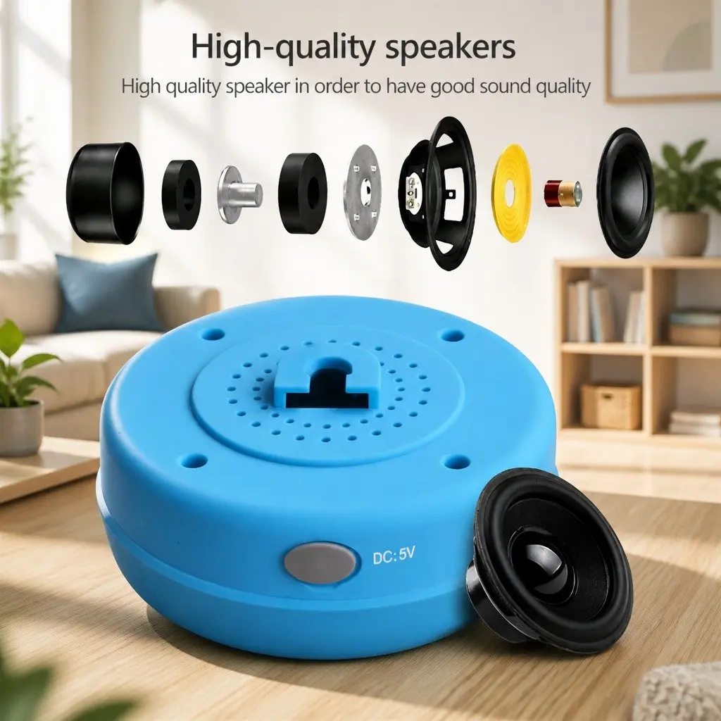 Portable Bluetooth Speaker with Suction Cup Stereo Music Player Outdoor White