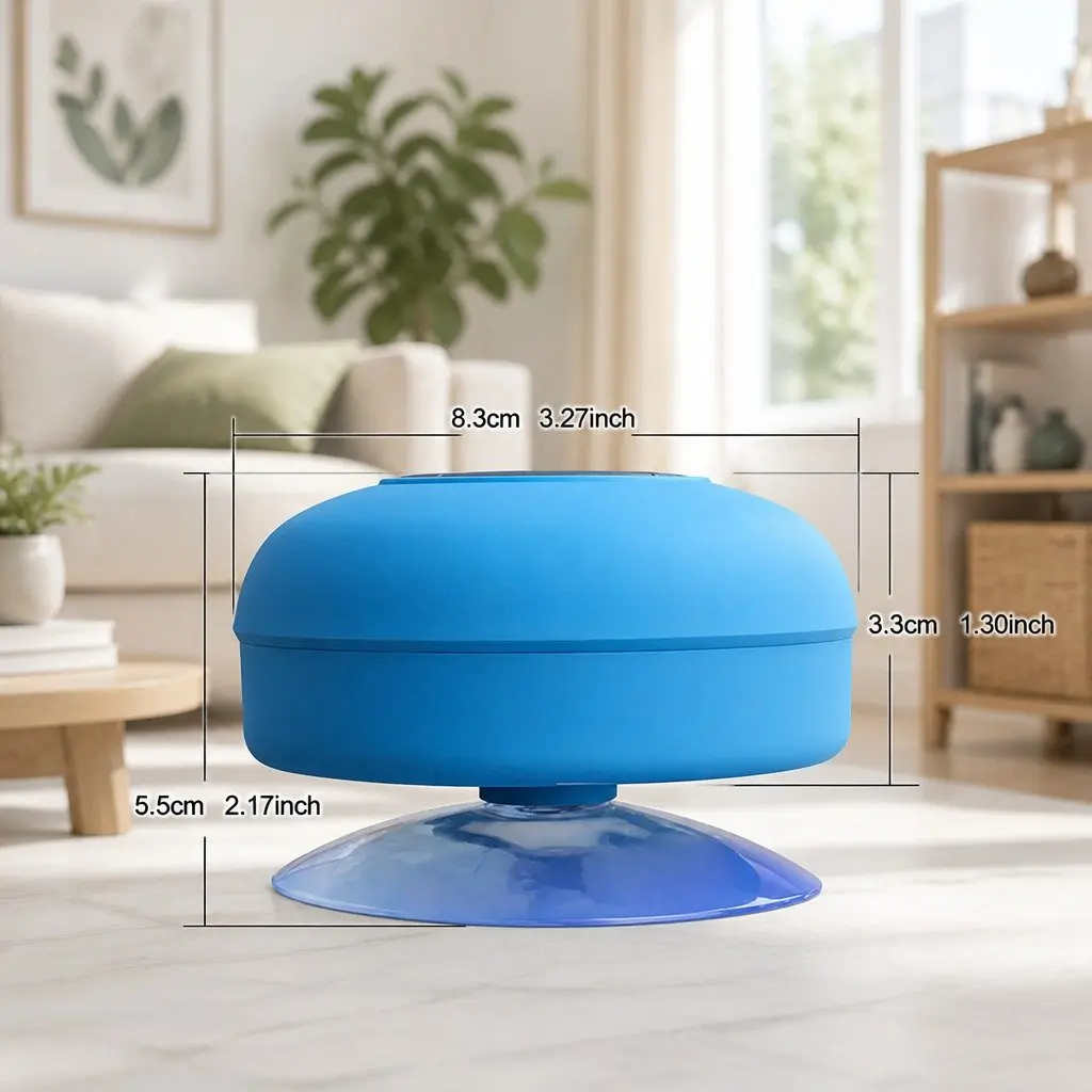 Portable Bluetooth Speaker with Suction Cup Stereo Music Player Outdoor White