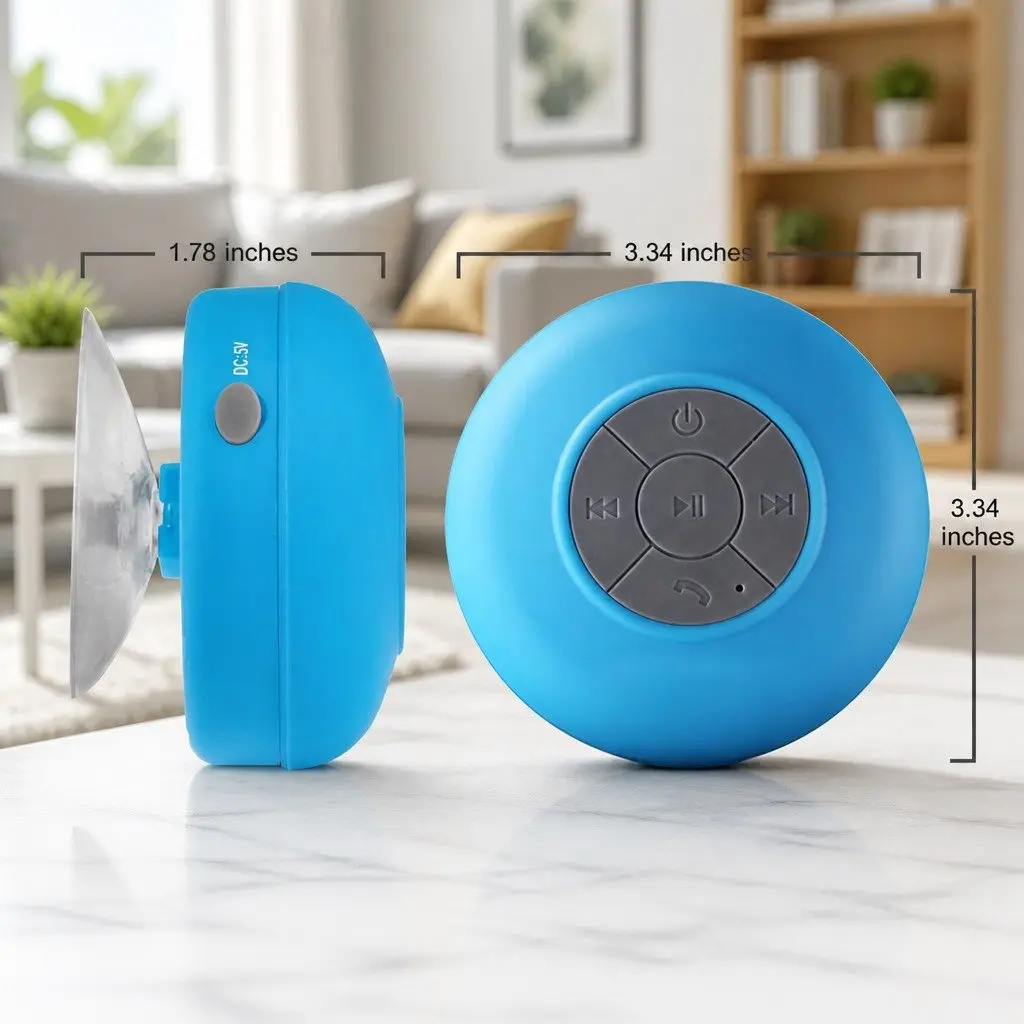 Portable Bluetooth Speaker with Suction Cup Mount Stereo Music Player Yellow