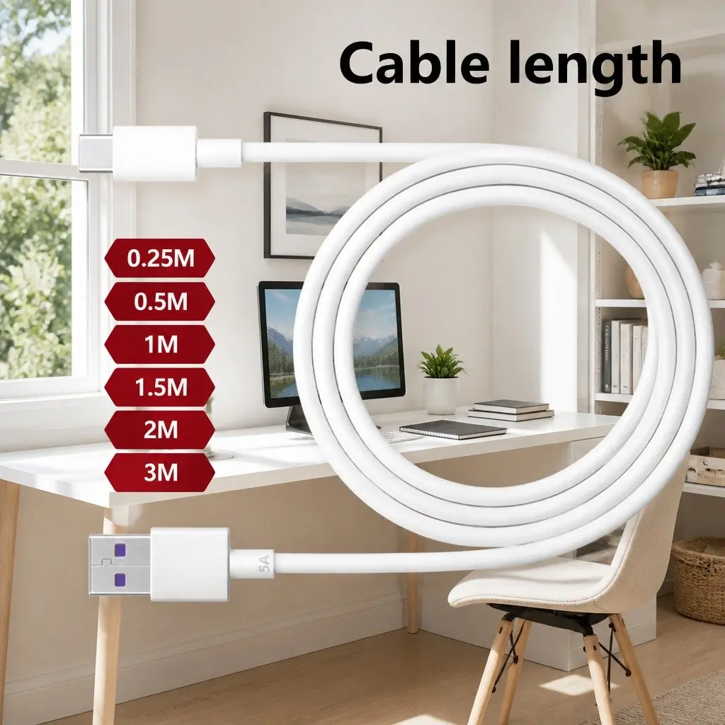 USB Type-C Fast Charging Cable 40W Power Cord 1.5m Black