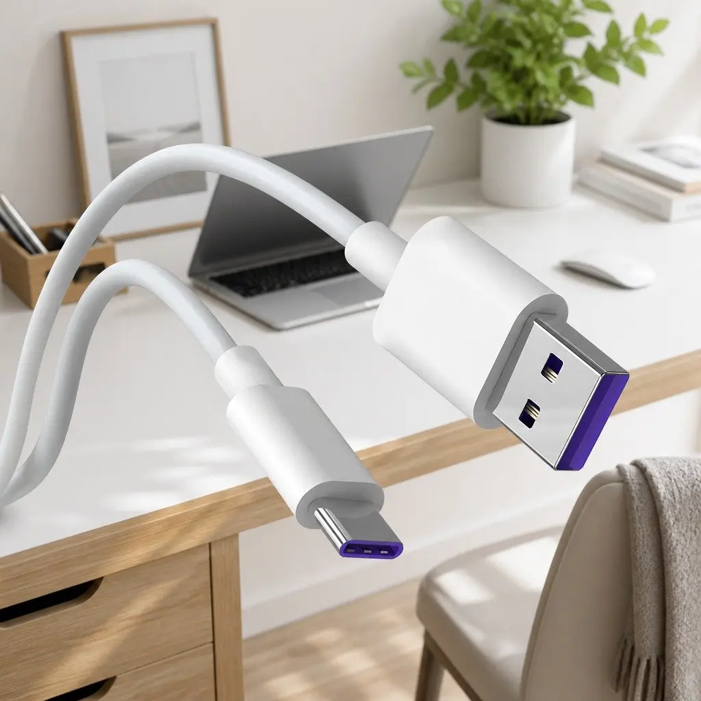 USB to USB-C Fast Charging Cable for Smartphones 1m Black