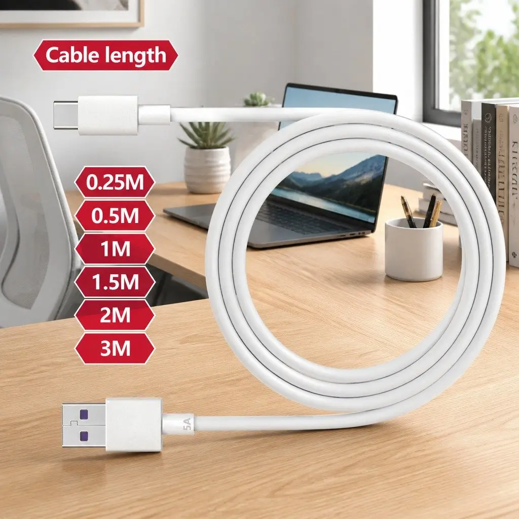 USB Type-C Fast Charging Cable 40W Quick Power Adapter 1.5m Black