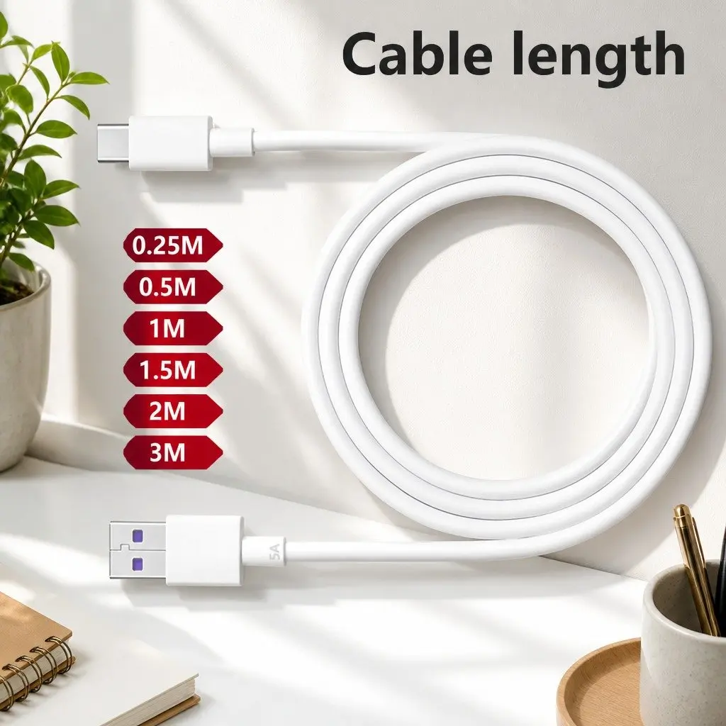 USB to USB-C Fast Charging Cable Data Transfer 1.5m Black