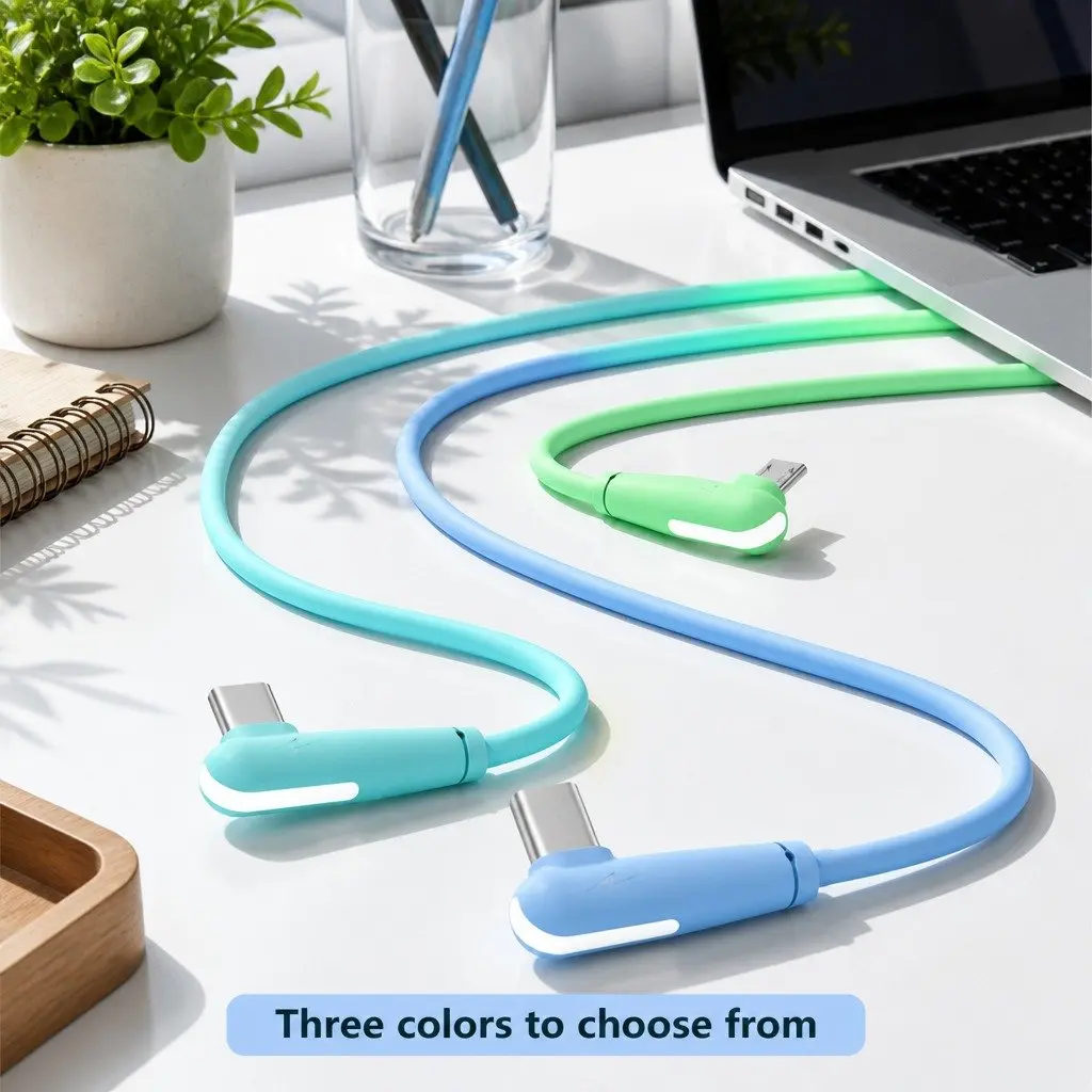 Three-in-One Fast Charging Data Cable 1.2m Liquid Silicone Green
