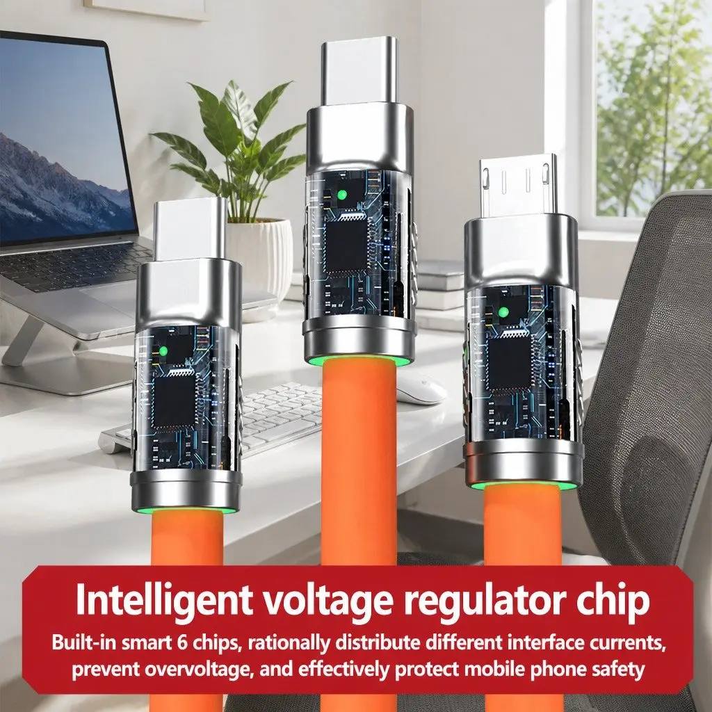 3-in-1 USB Charging Cable Fast Charging 1.2 Meter Green