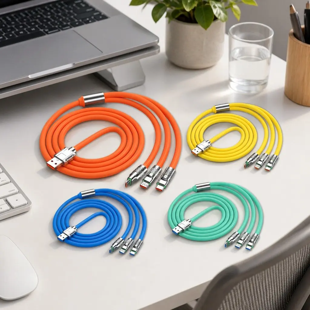 3-in-1 USB Charging Cable Fast Charging 1.2 Meter Green