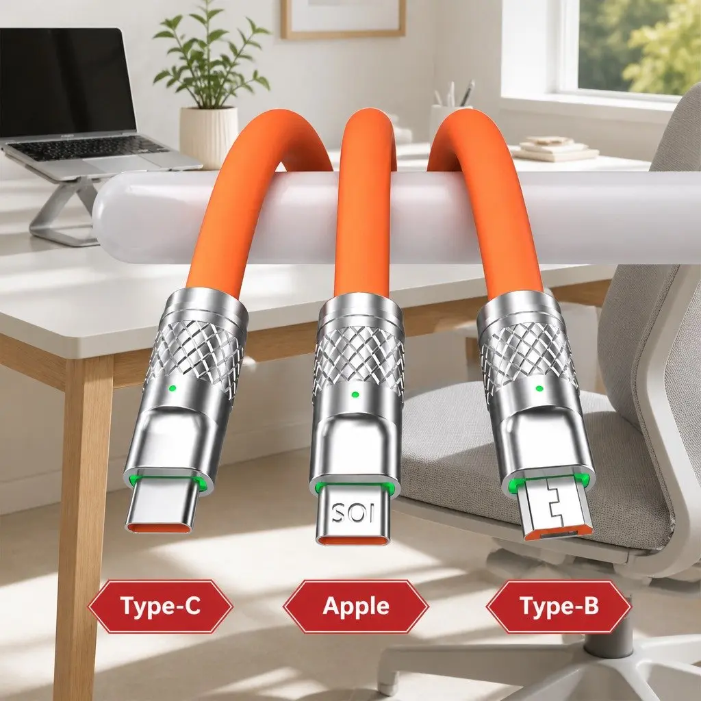 3-in-1 USB Charging Cable Fast Charging 1.2 Meter Green