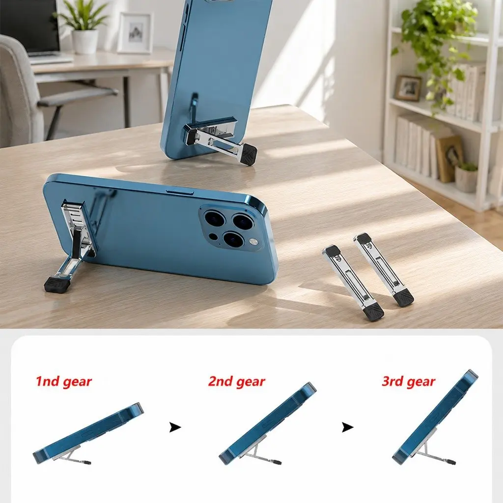 Metal Phone Holder Adjustable Portable Folding Stand Silver 53mm X 14mm X 3.5mm