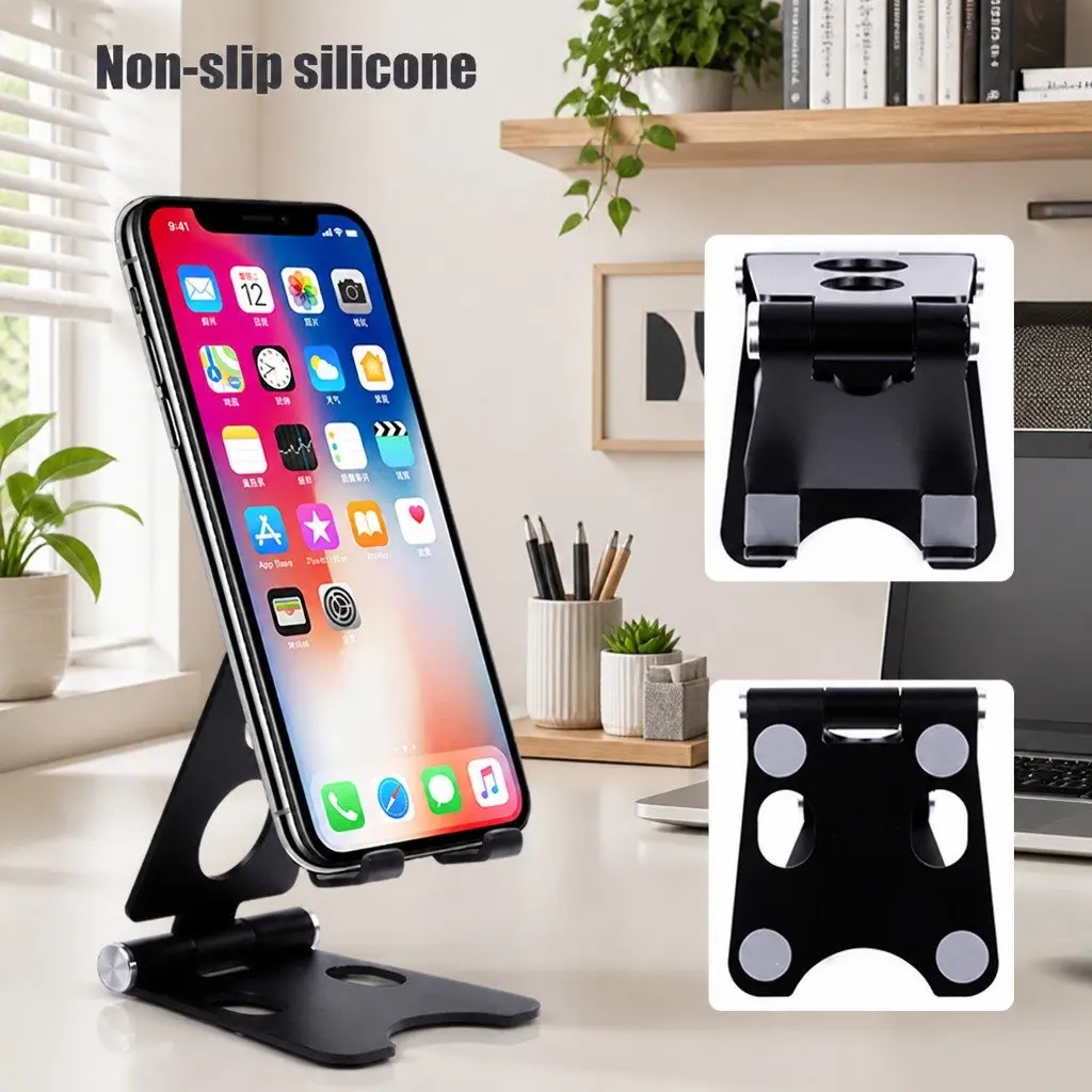 Portable Foldable Phone Holder Adjustable Stand 10X8X6cm Red