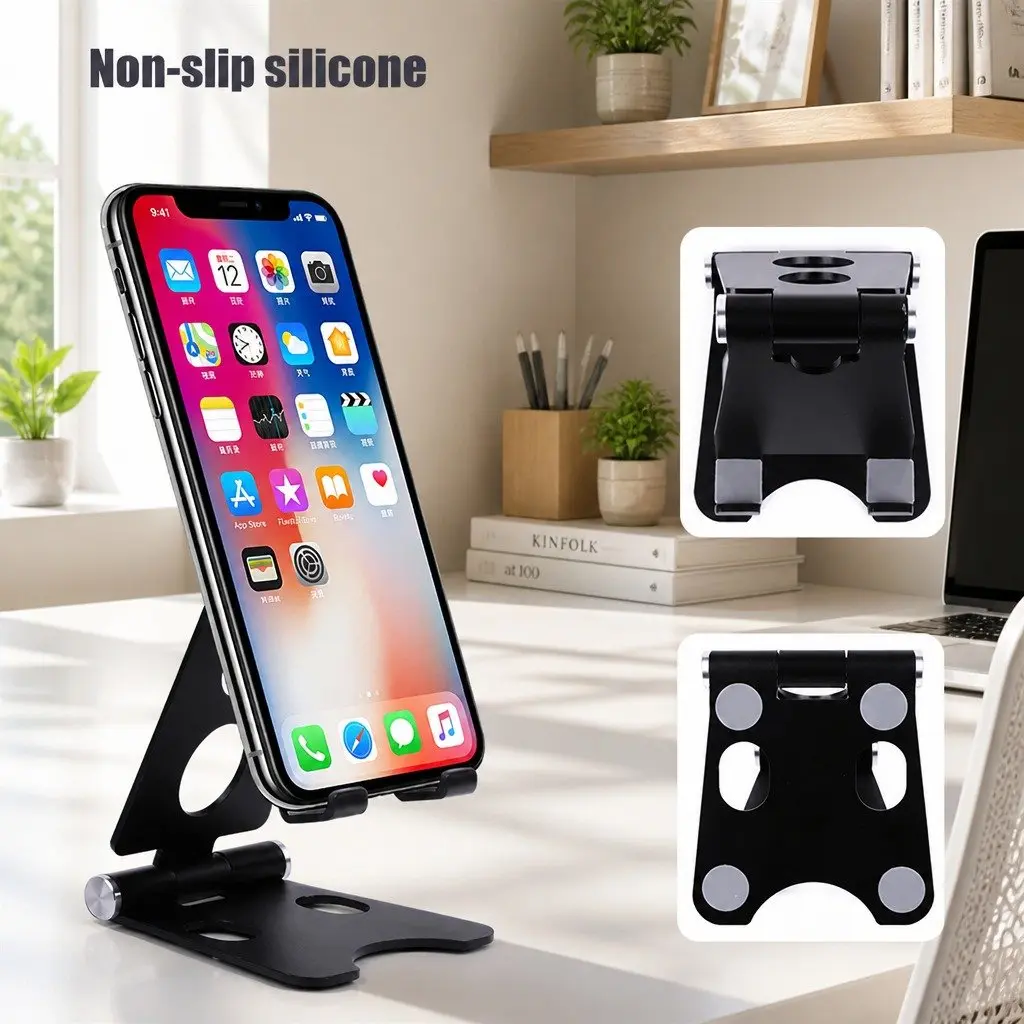 Portable Foldable Phone Holder Adjustable Stand 10X8X6cm Red