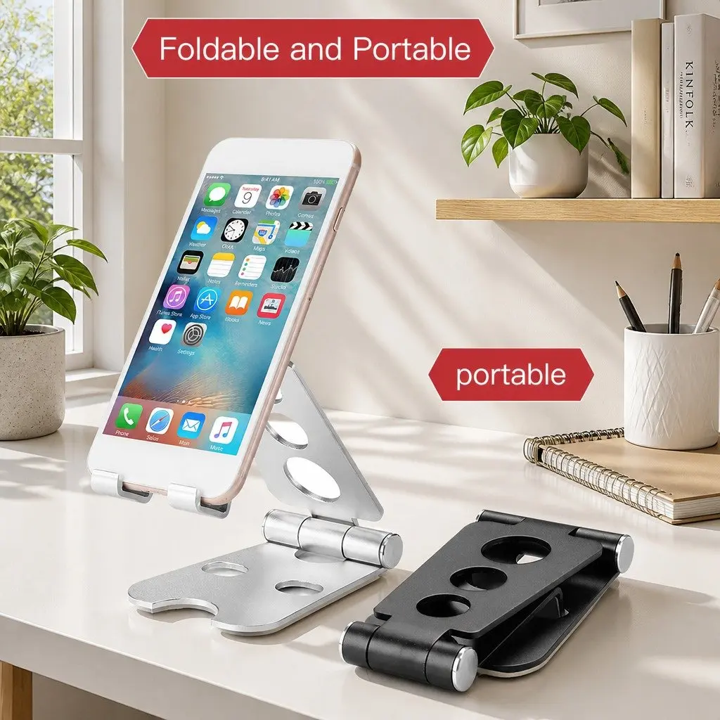 Portable Foldable Phone Holder Adjustable Stand 10X8X6cm Red