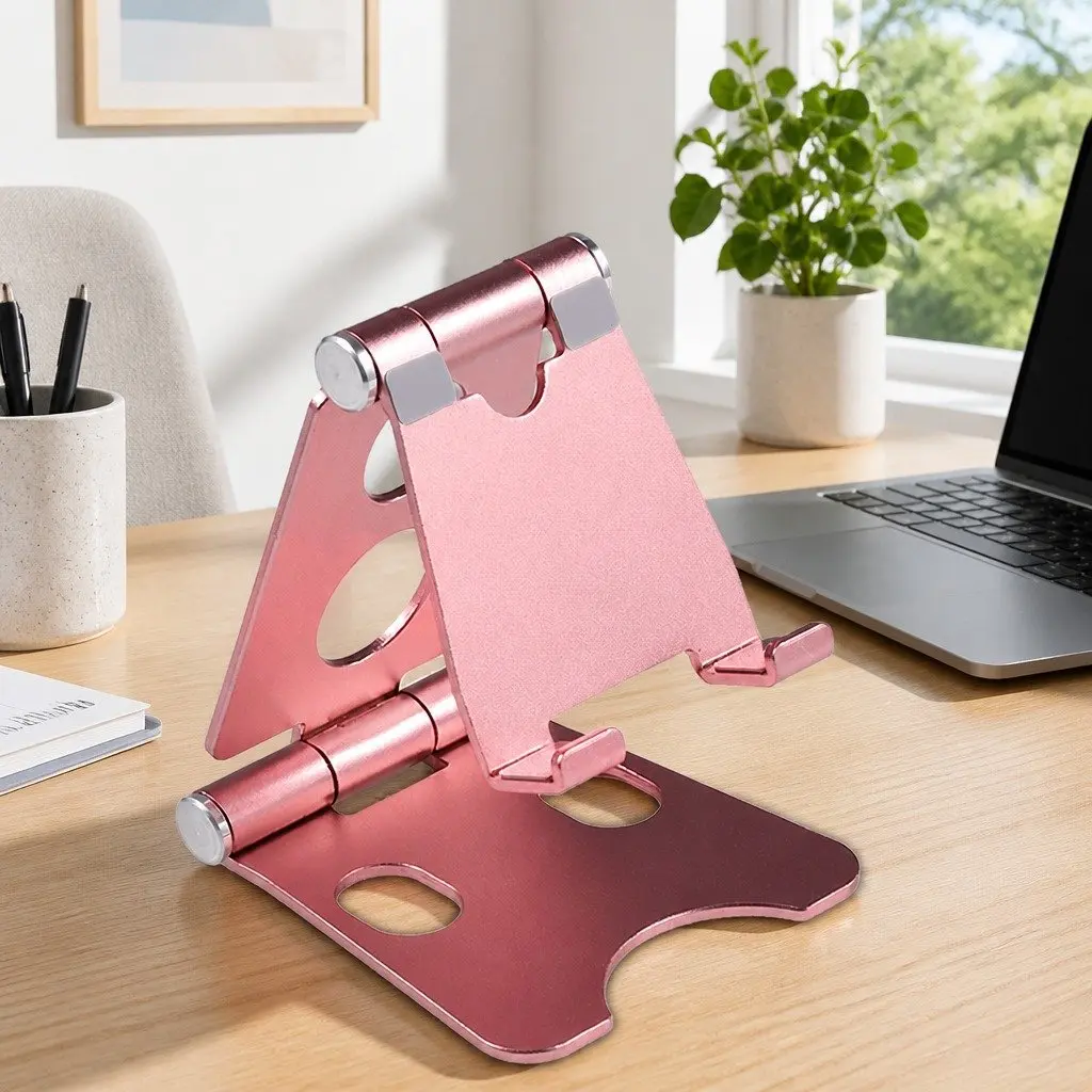 Mobile Phone Holder Adjustable Portable Folding Stand 10X8X6cm Rose Gold