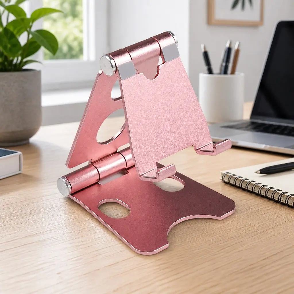 Mobile Phone Holder Adjustable Portable Folding Stand 10X8X6cm Rose Gold