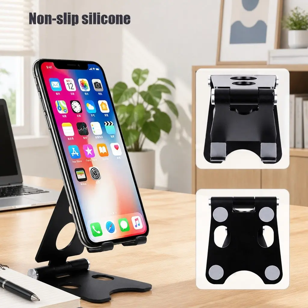 Mobile Phone Holder Adjustable Portable Folding Stand 10X8X6cm Rose Gold