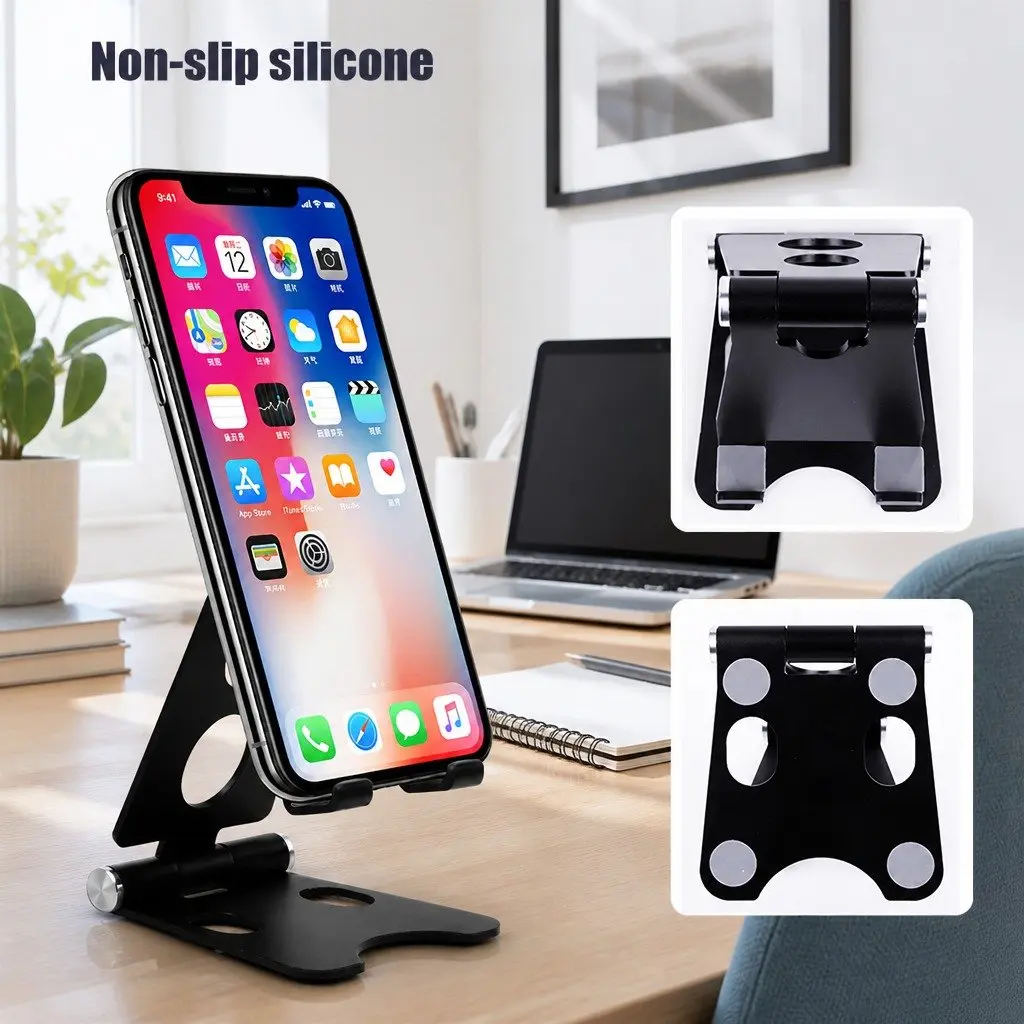 Mobile Phone Holder Adjustable Portable Folding Stand 10X8X6cm Rose Gold