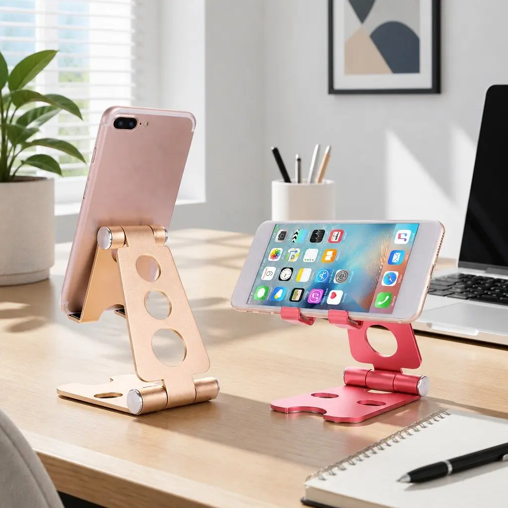 Mobile Phone Holder Adjustable Portable Folding Stand 10X8X6cm Rose Gold