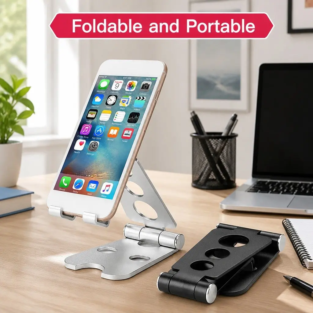 Mobile Phone Holder Adjustable Portable Folding Stand 10X8X6cm Rose Gold
