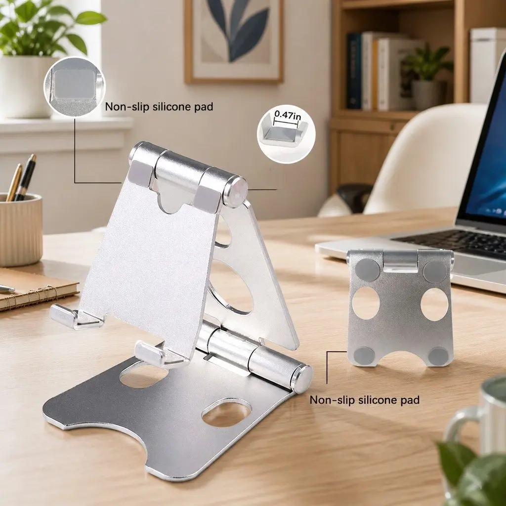 Mobile Phone Holder Adjustable Portable Folding Stand 10X8X6cm Rose Gold