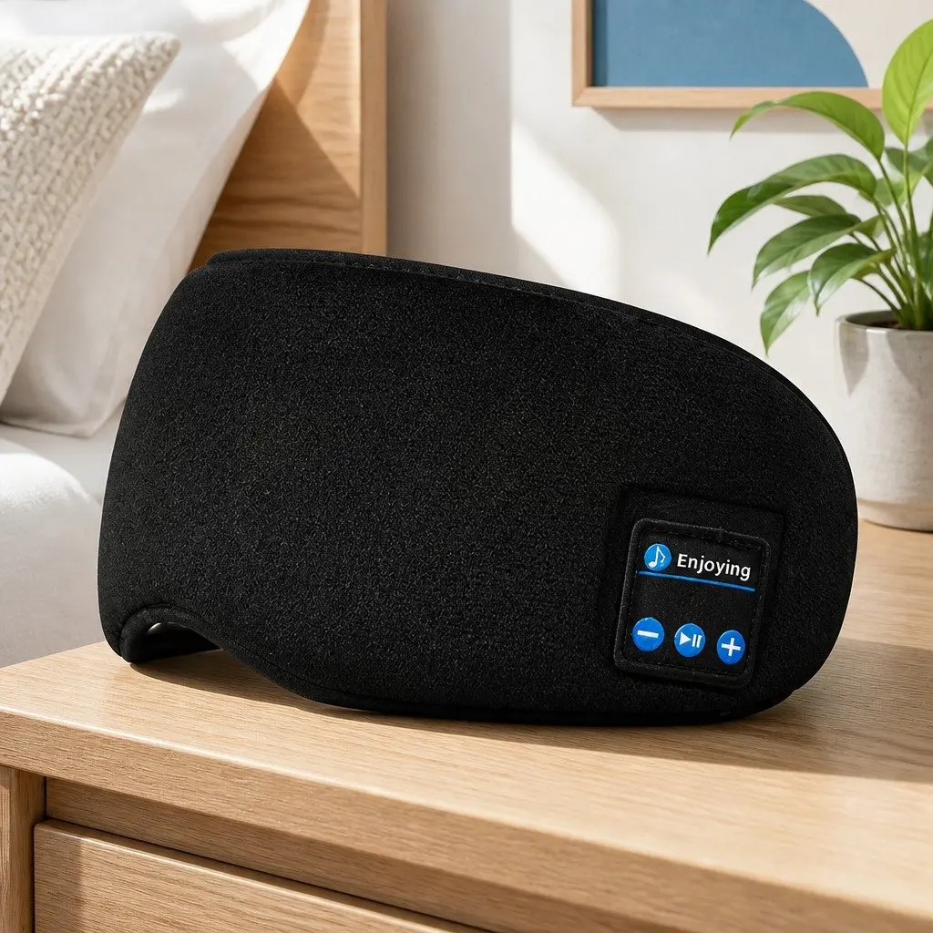 Wireless Bluetooth Stereo Sleep Eye Mask Headphones Black 13x16.5x6cm